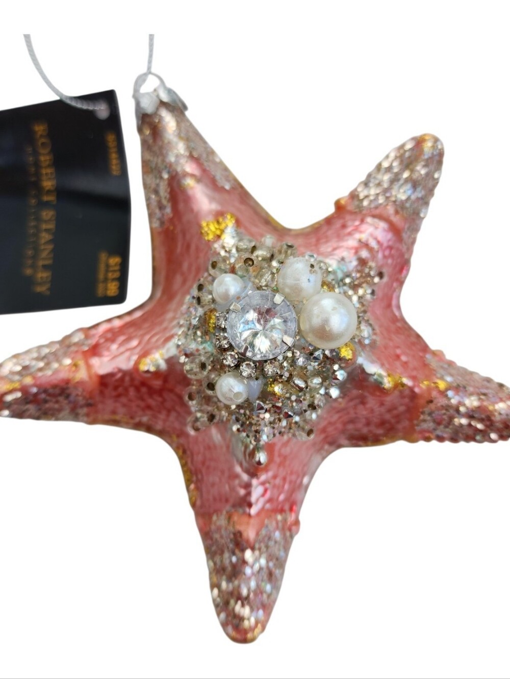 Robert Stanley Hand Blown Glass Satin Pink Starfish Christmas Ornament NEW